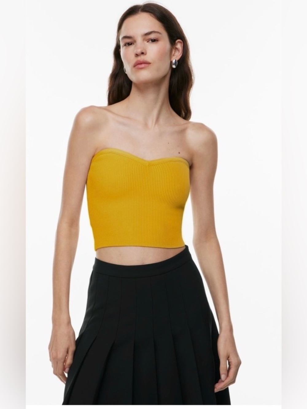 Babaton Sculpt Knit Sweetheart Tube Cropped Top S Small Mustard Yellow S Small
